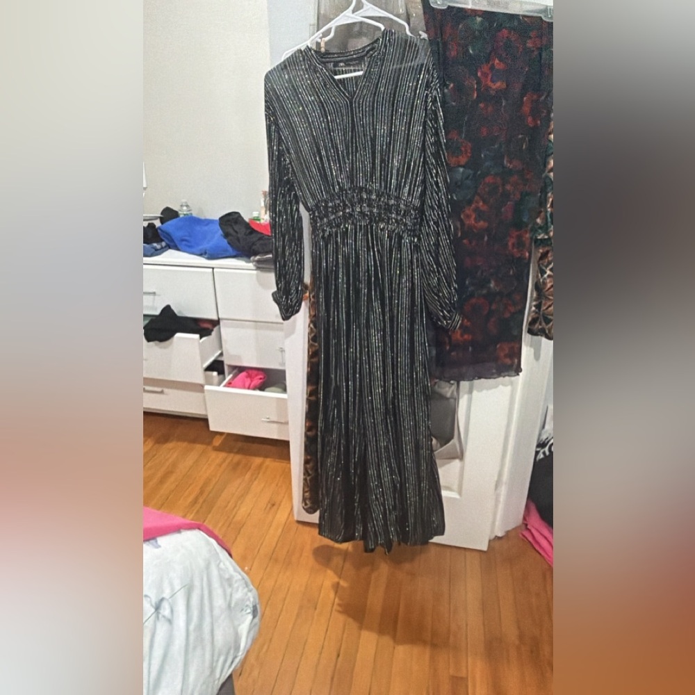 Zara Black and Silver Long Sleeve Dress